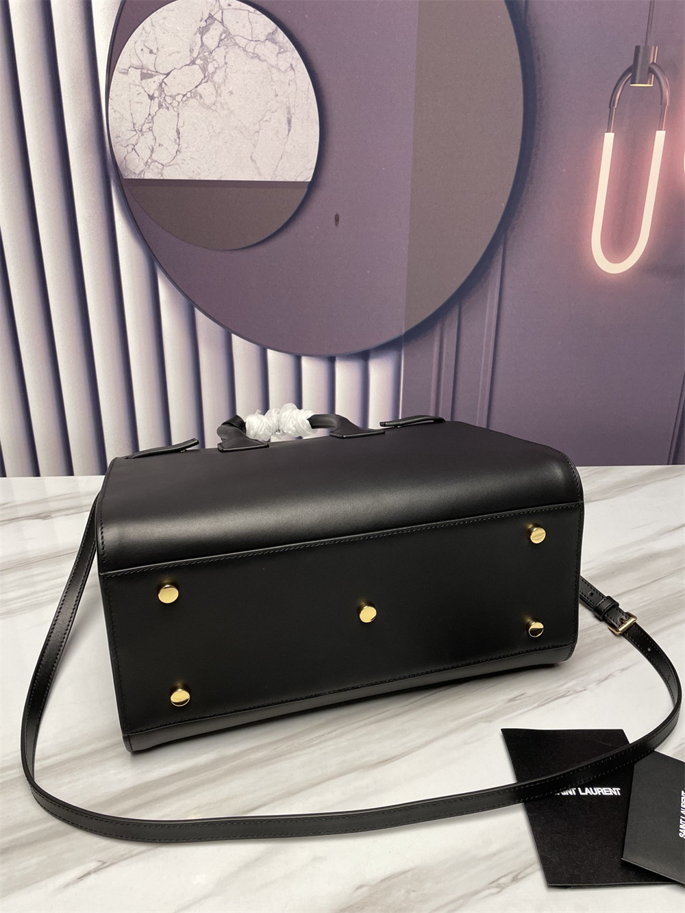 Y*L sac de jour small in shiny leather black