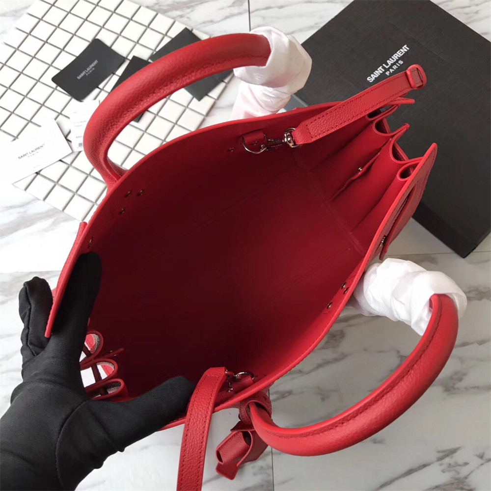 Y*L sac de jour small in grained leather red