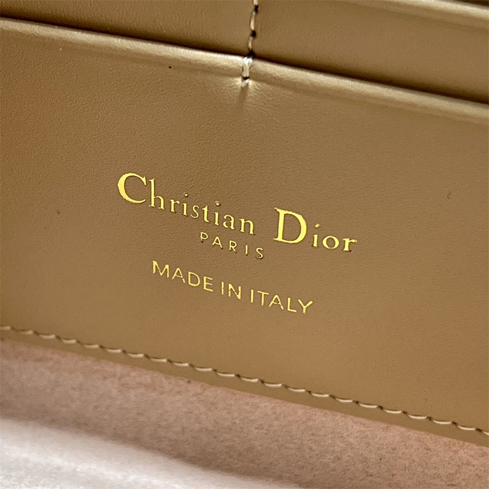 D*or bobby east-west pouch with chain latte smooth calfskin amber
