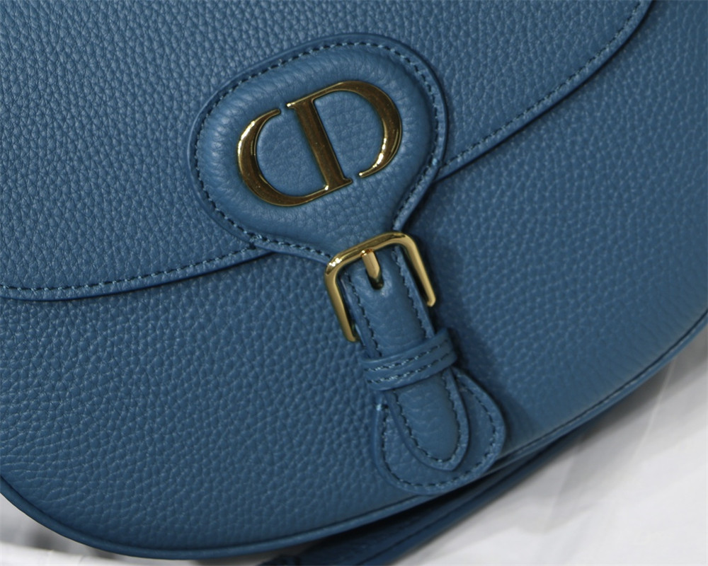 medium D*or bobby bag blue grained calfskin