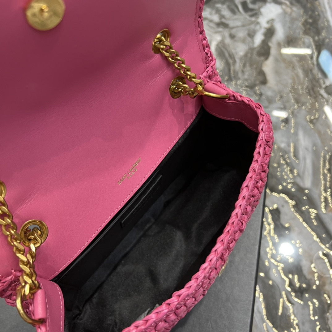 Y*L niki chain bag in raffia and leather 22×16.5×12 cm