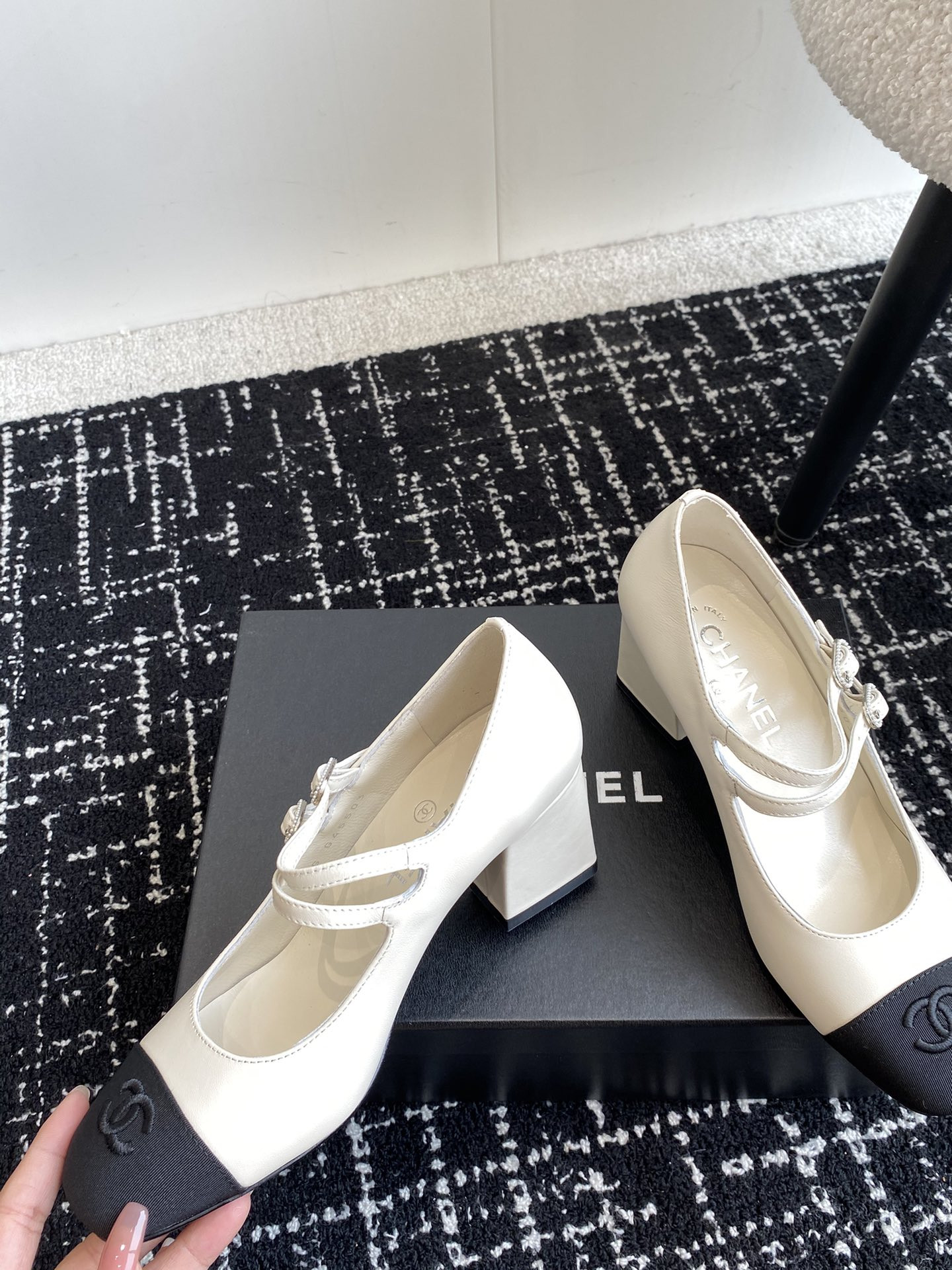 ua Ch*el mary janes lambskin & grosgrain