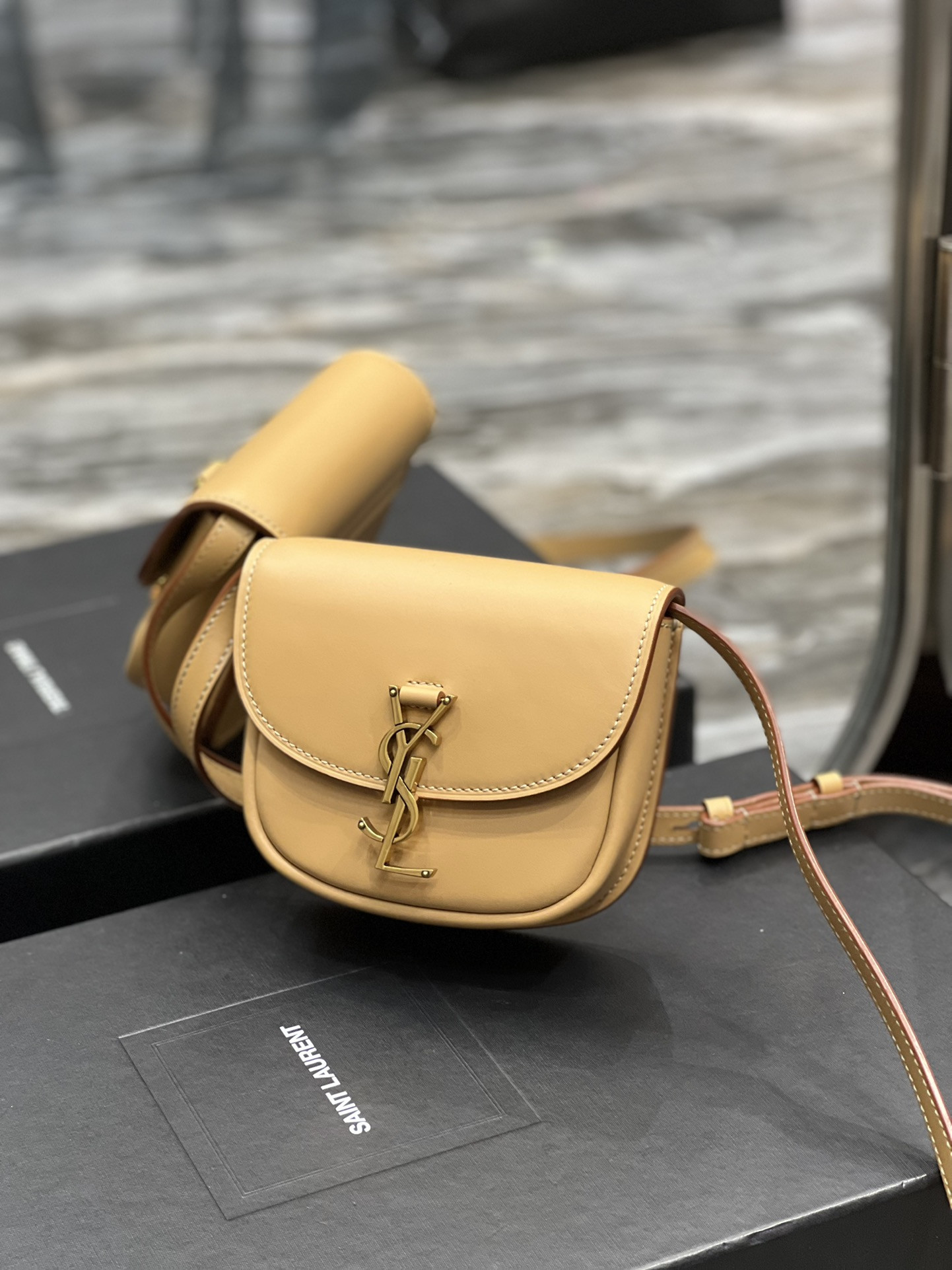 Y*L kaia small satchel in smooth leather 15x14x4.5cm