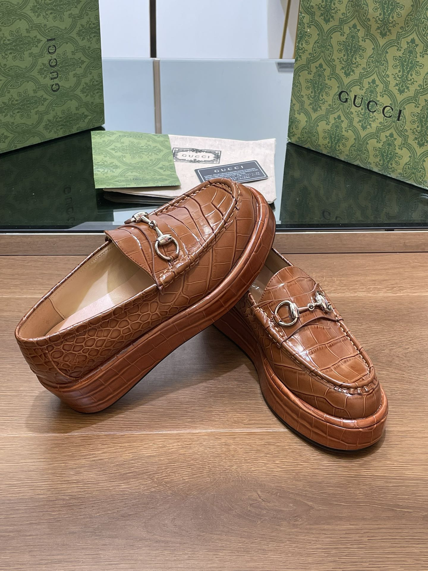 ua G*u*i horsebit wedge loafer