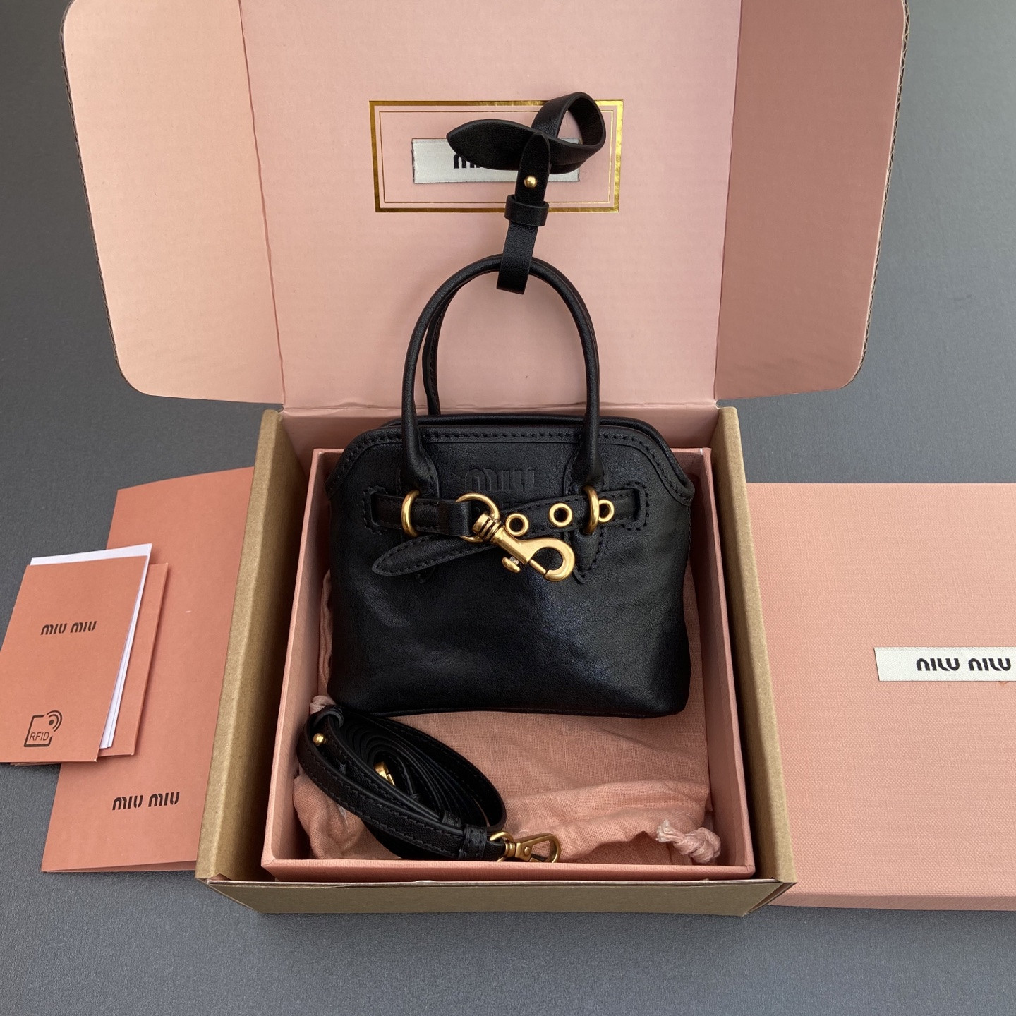 Miu Miu Aventure Nappa Micro Leather trick 9.5x12x2.5cm