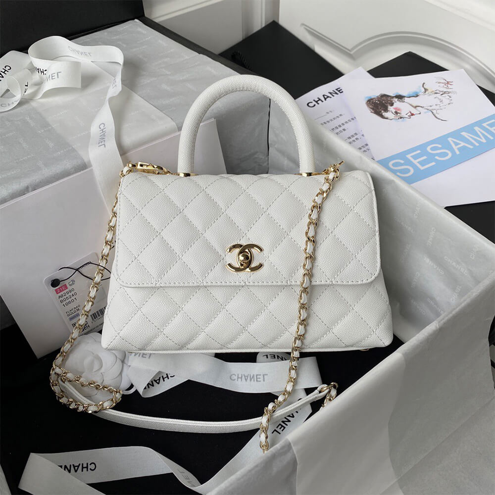Ch*el coco handle bag small